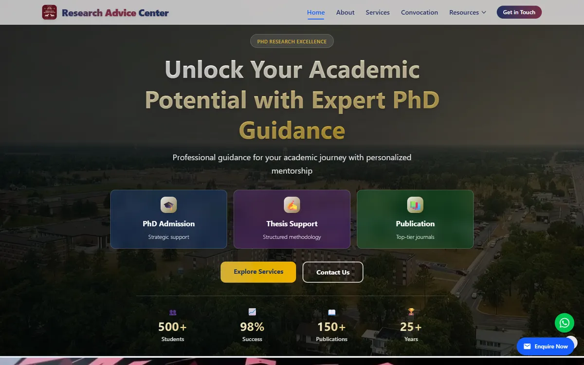 Research Advice Center website homepage